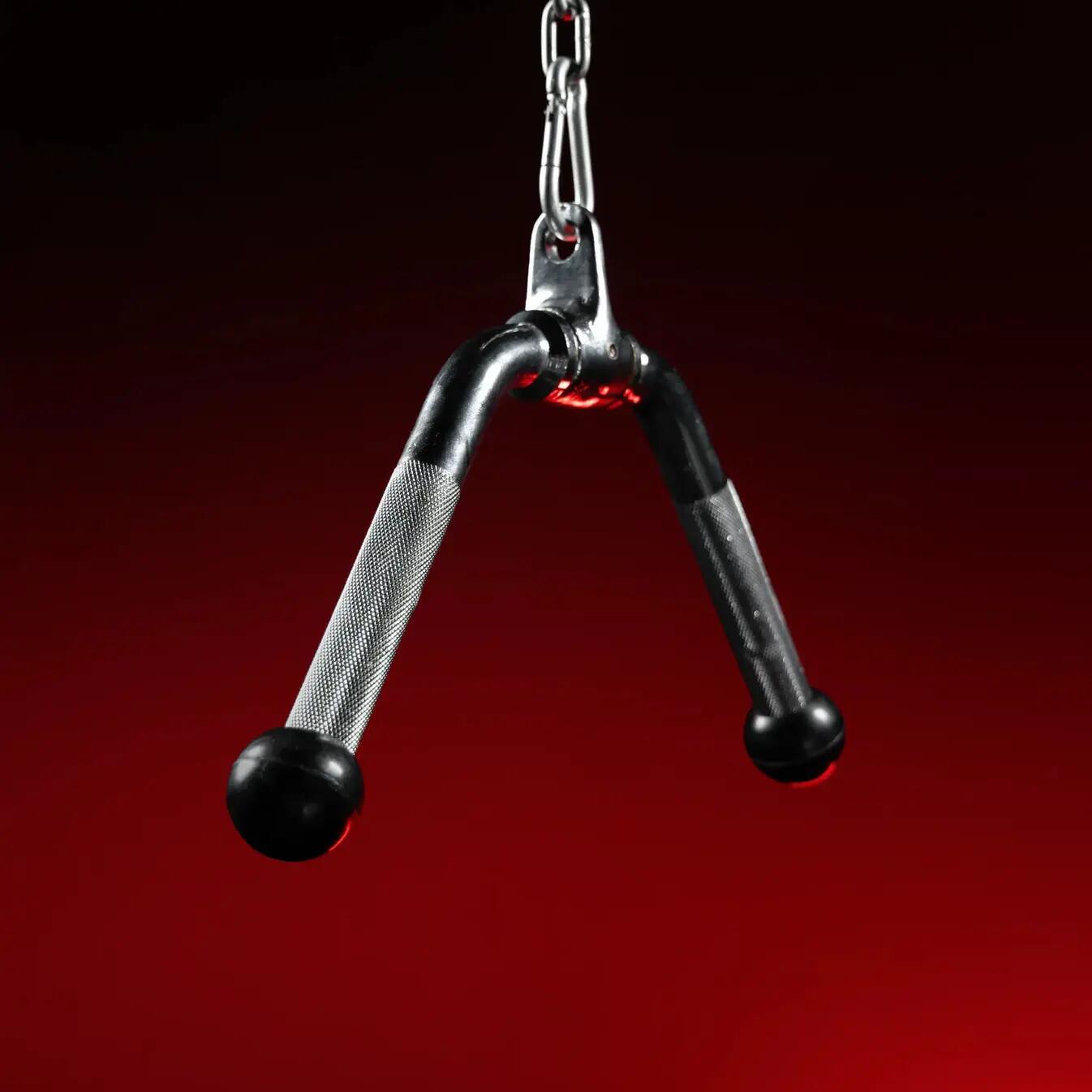 BARRE TRICEPS/BICEPS LARGE EN FORME DE V ET ÉLÉMENT D'ATTACHE | ACCESSOIRE MUSCU 4/7