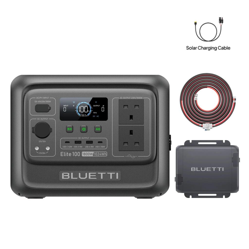 Elite 100 V2 Portable Power Station BLUETTI+Charger 1, 1.8 H Full Charge via Car
