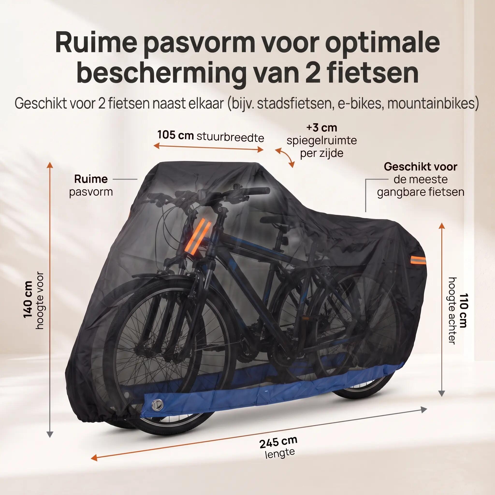 Premium XXL Fietshoes voor 2 Fietsen Waterdicht (245cm x 140cm x 105cm) - Hoes 3/3