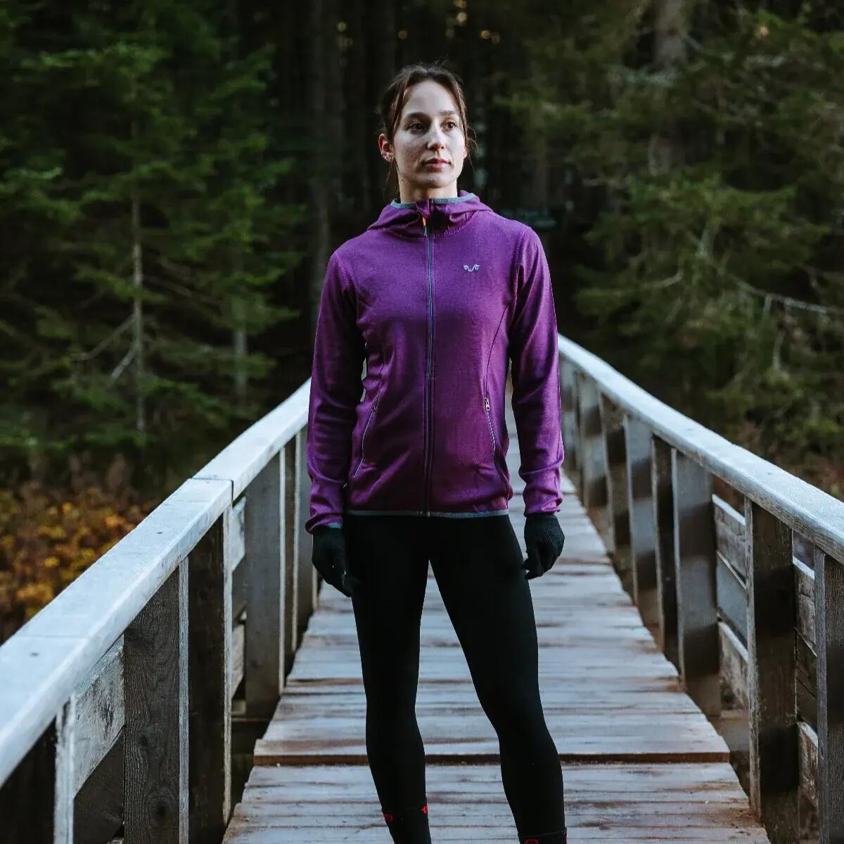 Marin - Damska Bluza z Kapturem z 100% Wełny Merino - 230 g/m² S, Fioletowy 6/7