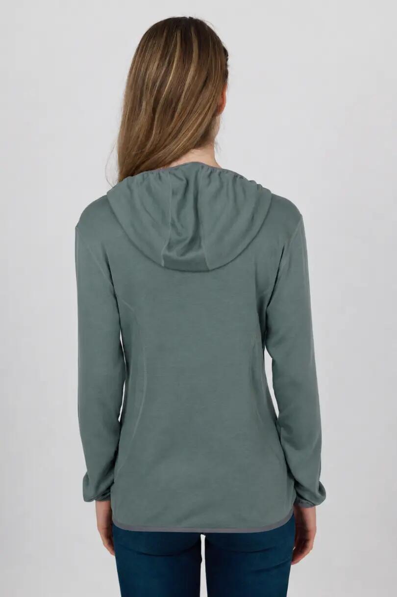 Marin - Damska Bluza z Kapturem z 100% Wełny Merino - 230 g/m² S, Zielony 4/4