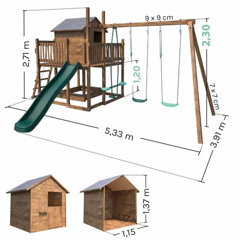 Aire de jeux pour enfant maisonnette avec portique - COTTAGE 4/5