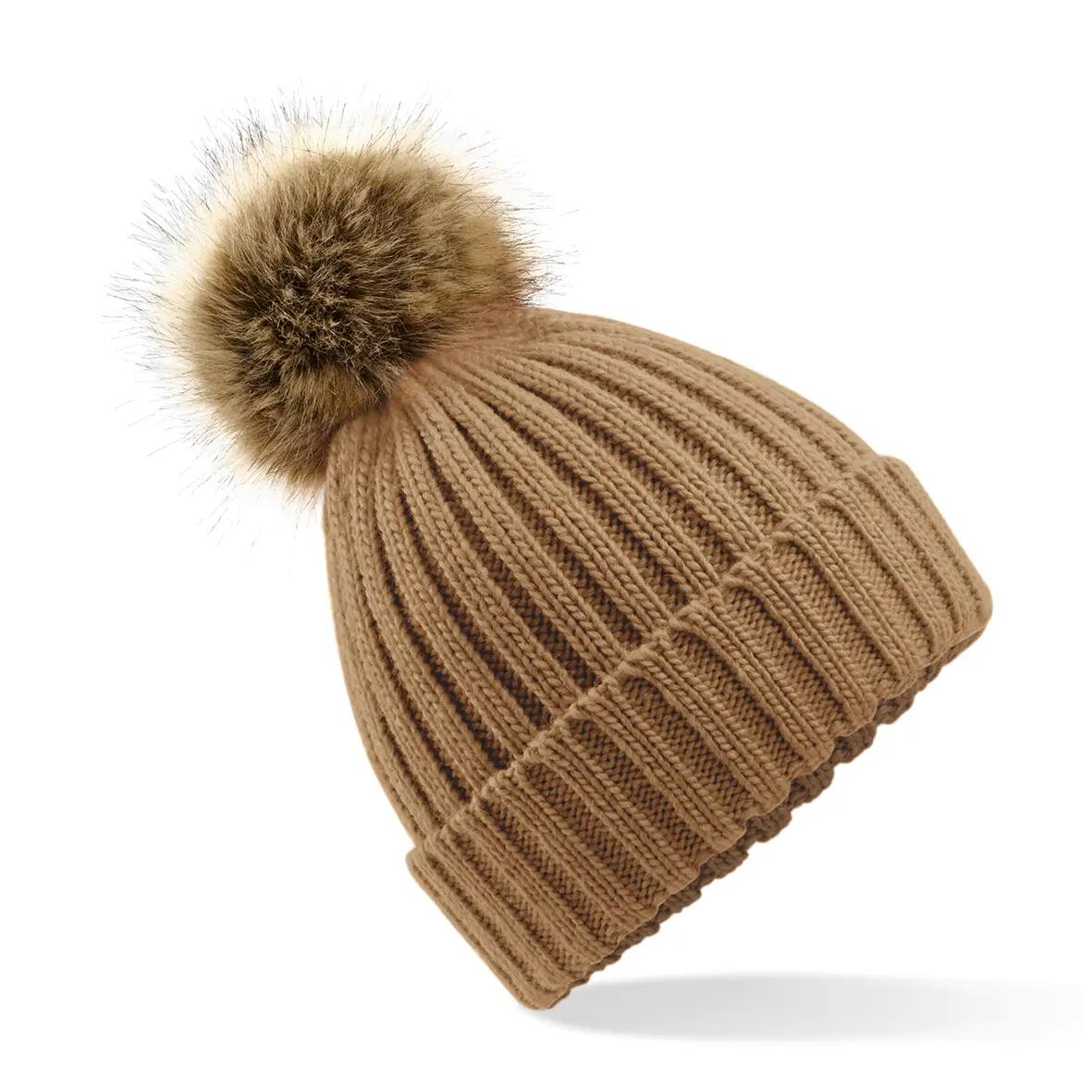 Bonnet epais avec pompon en fausse fourrure - Biscuit - One Size 2/2