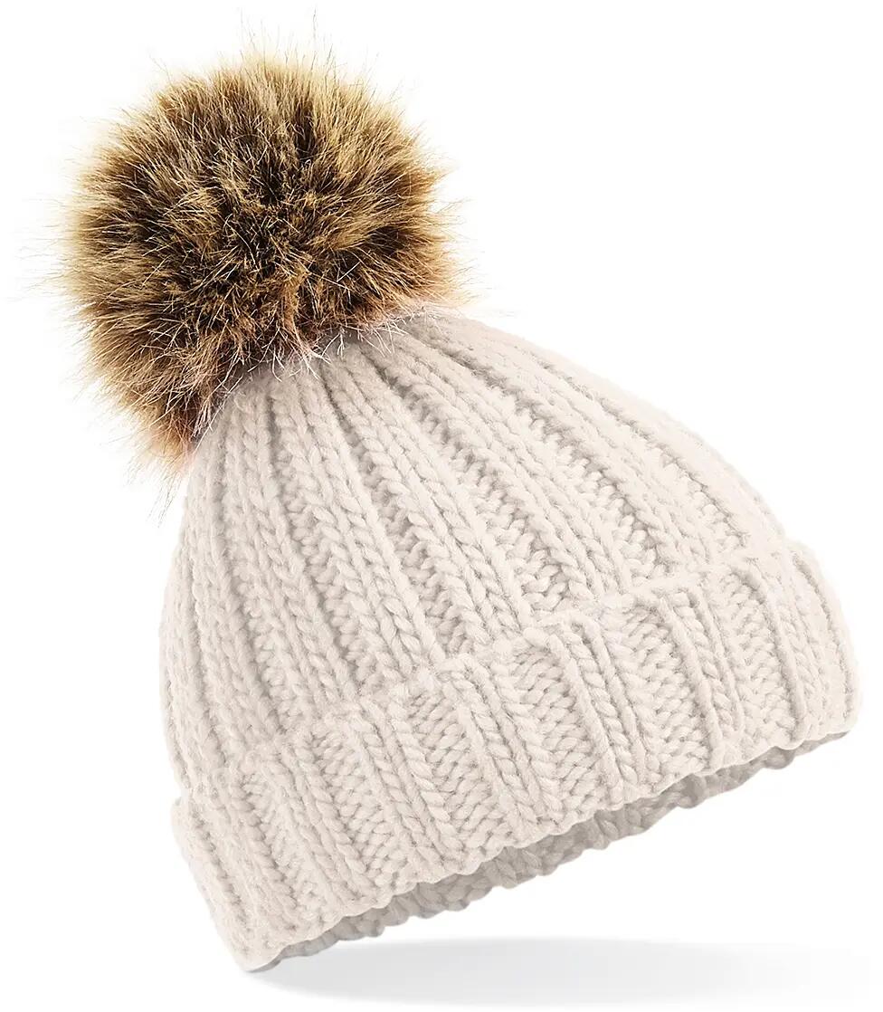 Berretto con pom pom in pelliccia sintetica spessa donna Beechfield 2/2