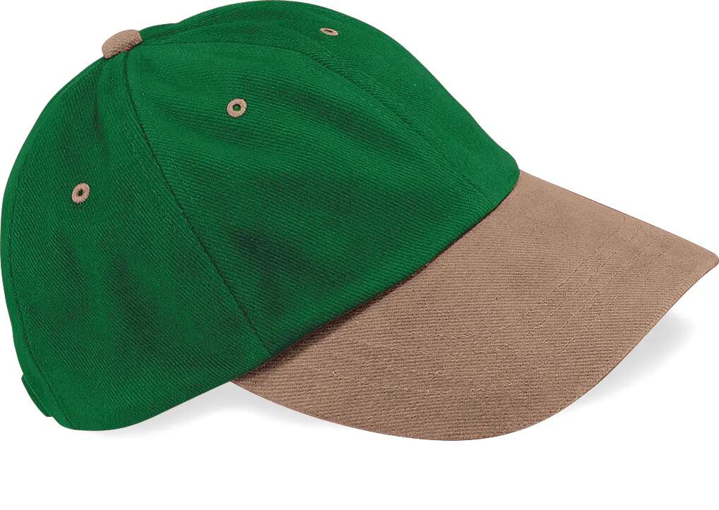 Casquette homme profil bas en coton brossé - Forest Green / Taupe - One Size 3/4