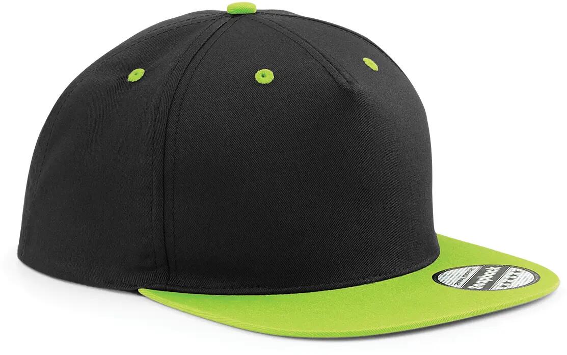 Casquette Snapback contrastée - 5 panneaux - Black / Lime Green - One Size 3/4