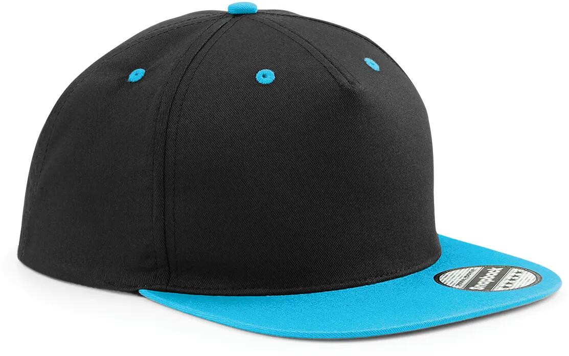Casquette Snapback contrastée - 5 panneaux - Black / Surf Blue - One Size 4/4