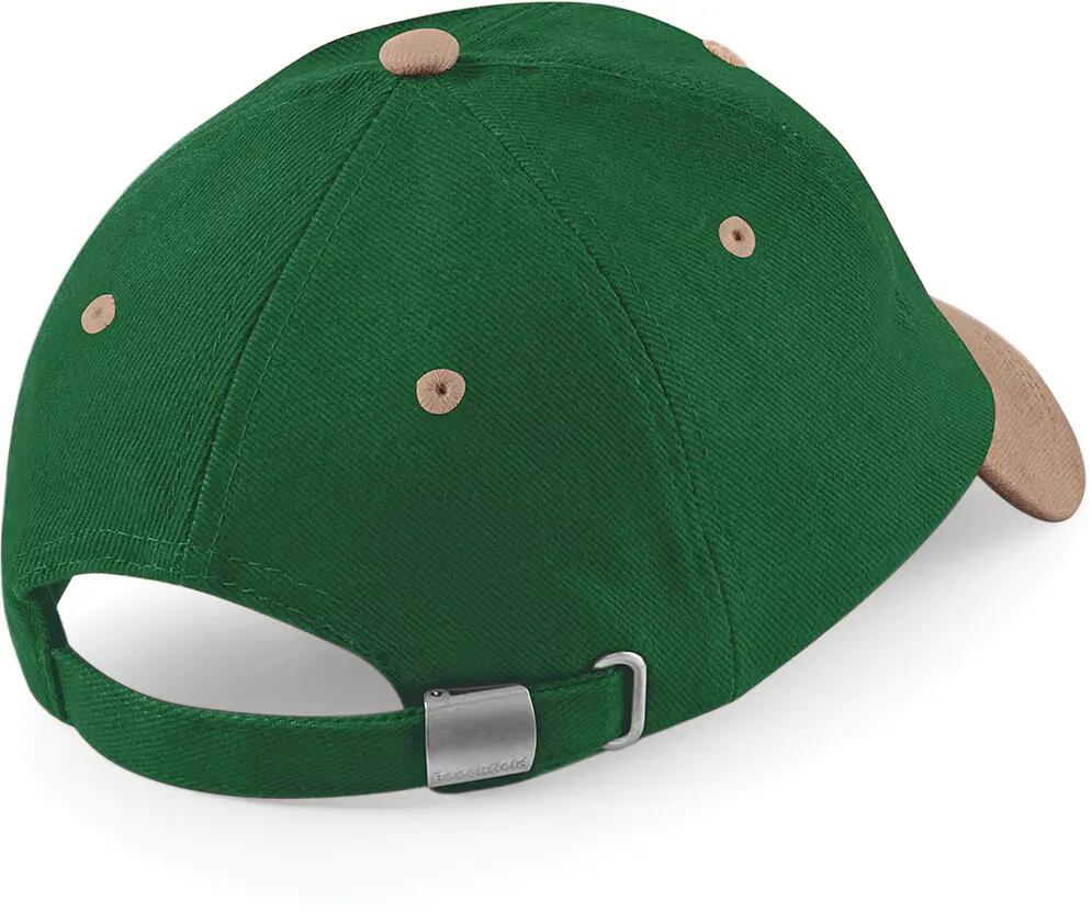 Casquette homme profil bas en coton brossé - Forest Green / Taupe - One Size 2/4