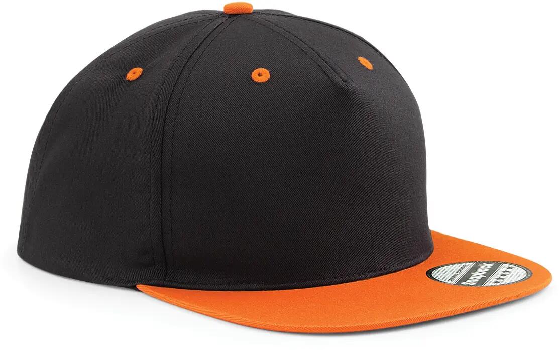 Casquette Snapback contrastée - 5 panneaux - Black / Orange - One Size 4/4