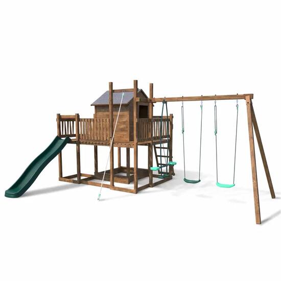 Aire de jeux avec cabane et toboggan COTTAGE HAPPY