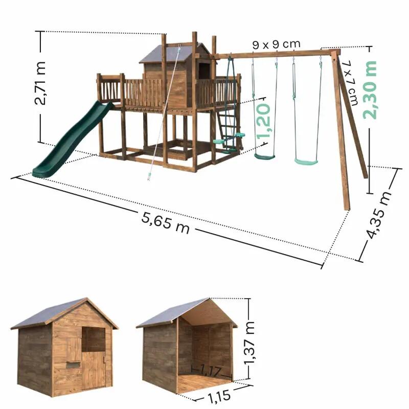 Aire de jeux avec cabane et toboggan COTTAGE HAPPY 4/5