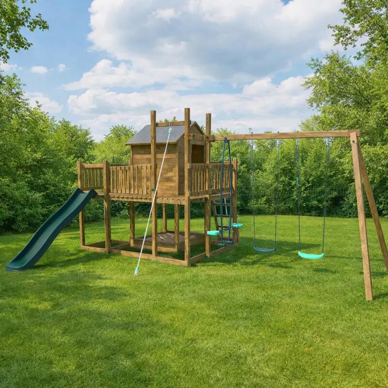 Aire de jeux avec cabane et toboggan COTTAGE HAPPY 3/5