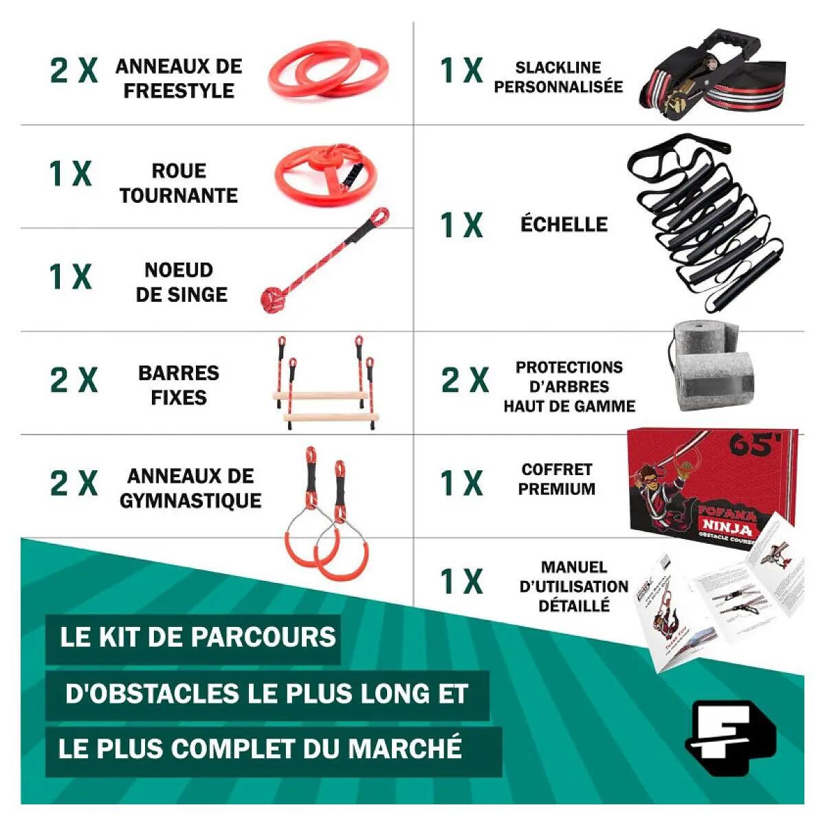 32-teiliger Slackline-Hindernisparcours – Ninja Line 2/4