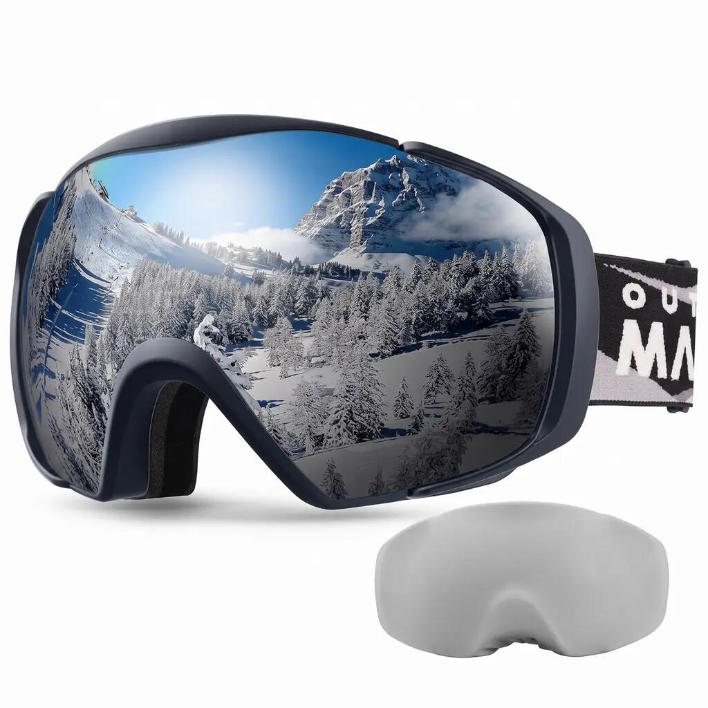 OutdoorMaster Ski Goggles with Cover Snowboard Snow Goggles OTG Anti-Fog -100% U