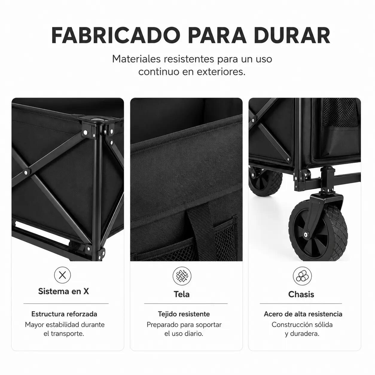 Carrinho dobrável XXL todo-o-terreno 150 kg 91×51×64 cm Oxford 600D 100L praia 3/7