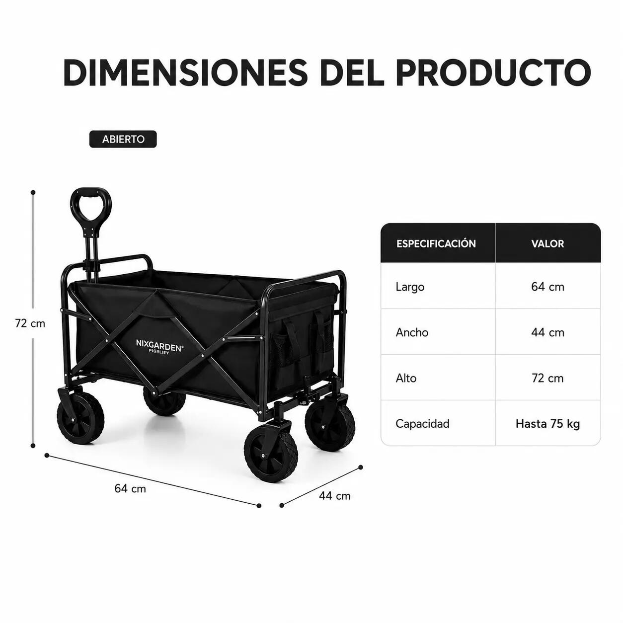 Geländetauglicher Klappwagen 75 kg 360° Räder Strand Garten 7/7
