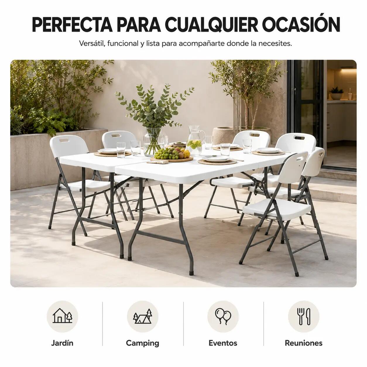 Tavolo pieghevole da giardino portatile 180x70x72 cm 7/9
