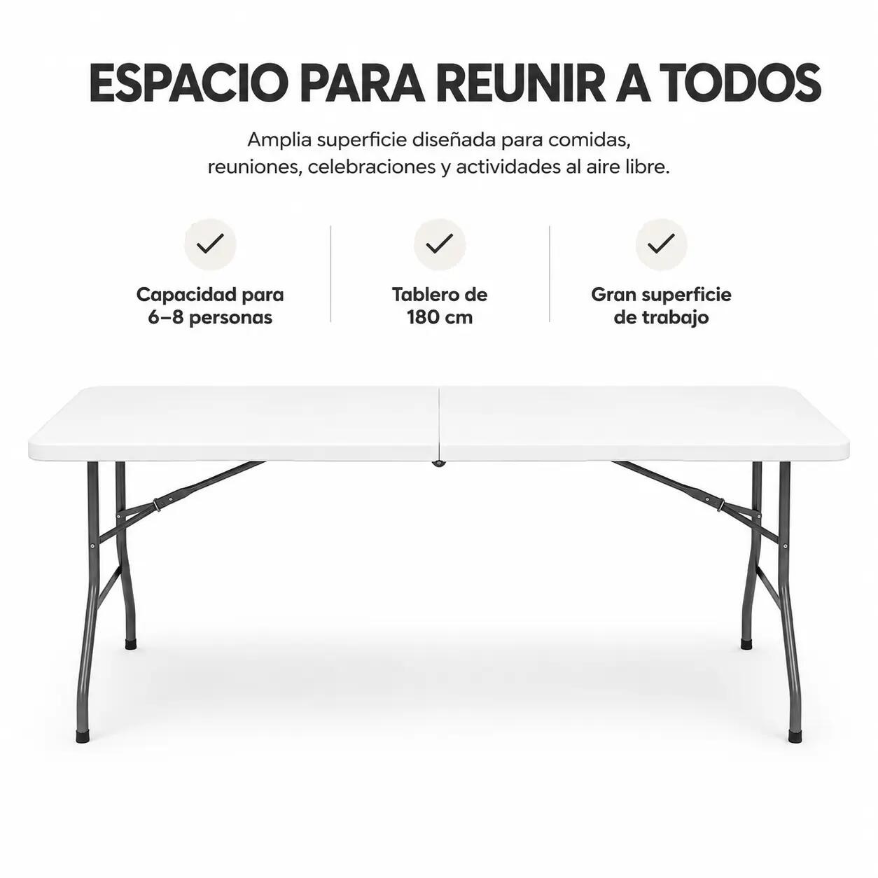 Tavolo pieghevole da giardino portatile 180x70x72 cm 2/9