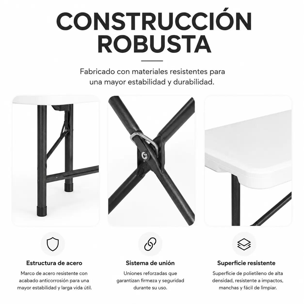 Set Tavolo Pieghevole Con 2 Panche Per Giardino 180x74x72 cm 3/7