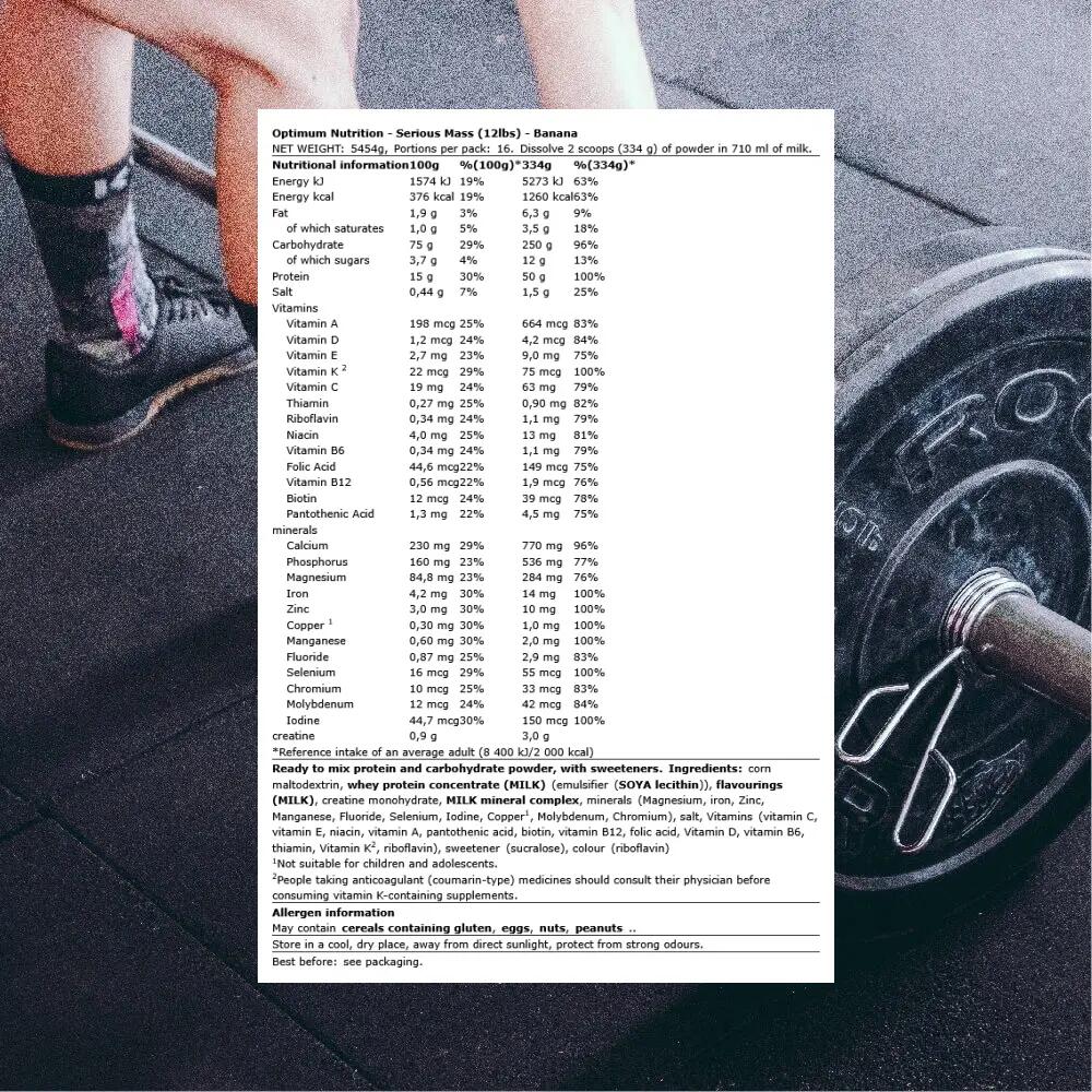 Optimum Nutrition Serious Mass (12lbs) Banana - Aumento di peso - Con creatina 3/3