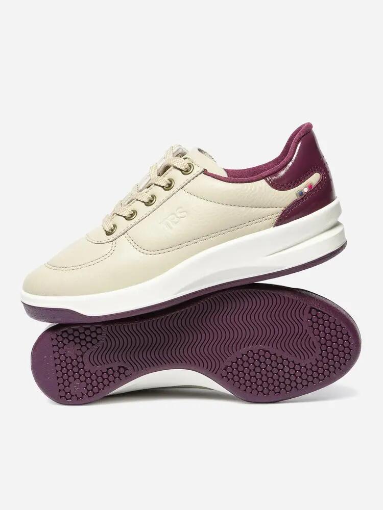 Chaussures - femme - cuir, lacets, talon 35 mm - beige/bordeaux 4/5