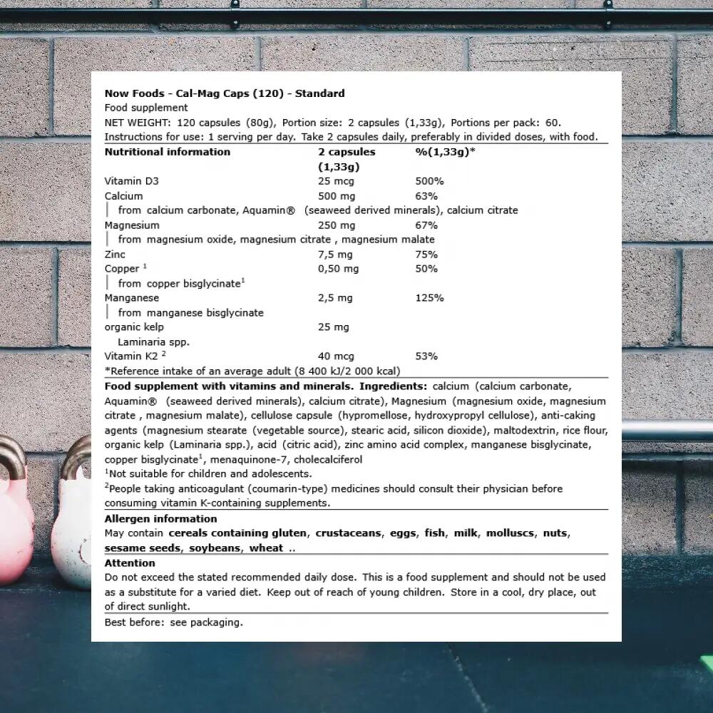 Now Foods Cal-Mag Caps (120) Standard - Vitaminen, mineralen & gezondheid 3/5