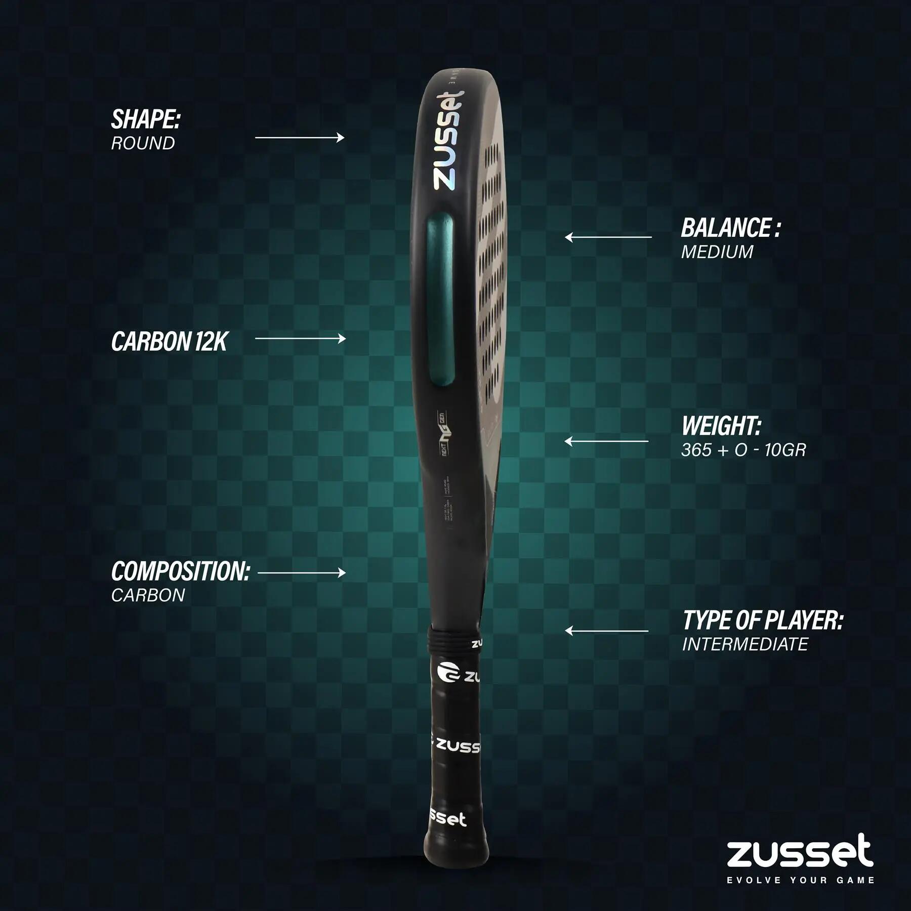 Padel Racket SOLID PRO 12K Carbon, Ronde Vorm - Controle & Kracht 9/15