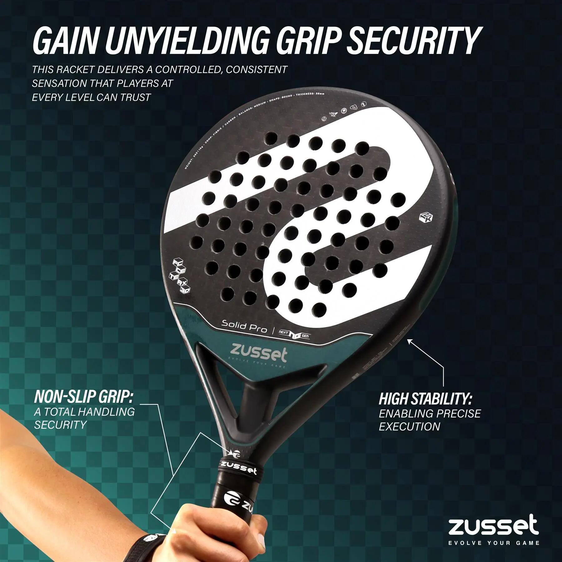 Padel Racket SOLID PRO 12K Carbon, Ronde Vorm - Controle & Kracht 8/15