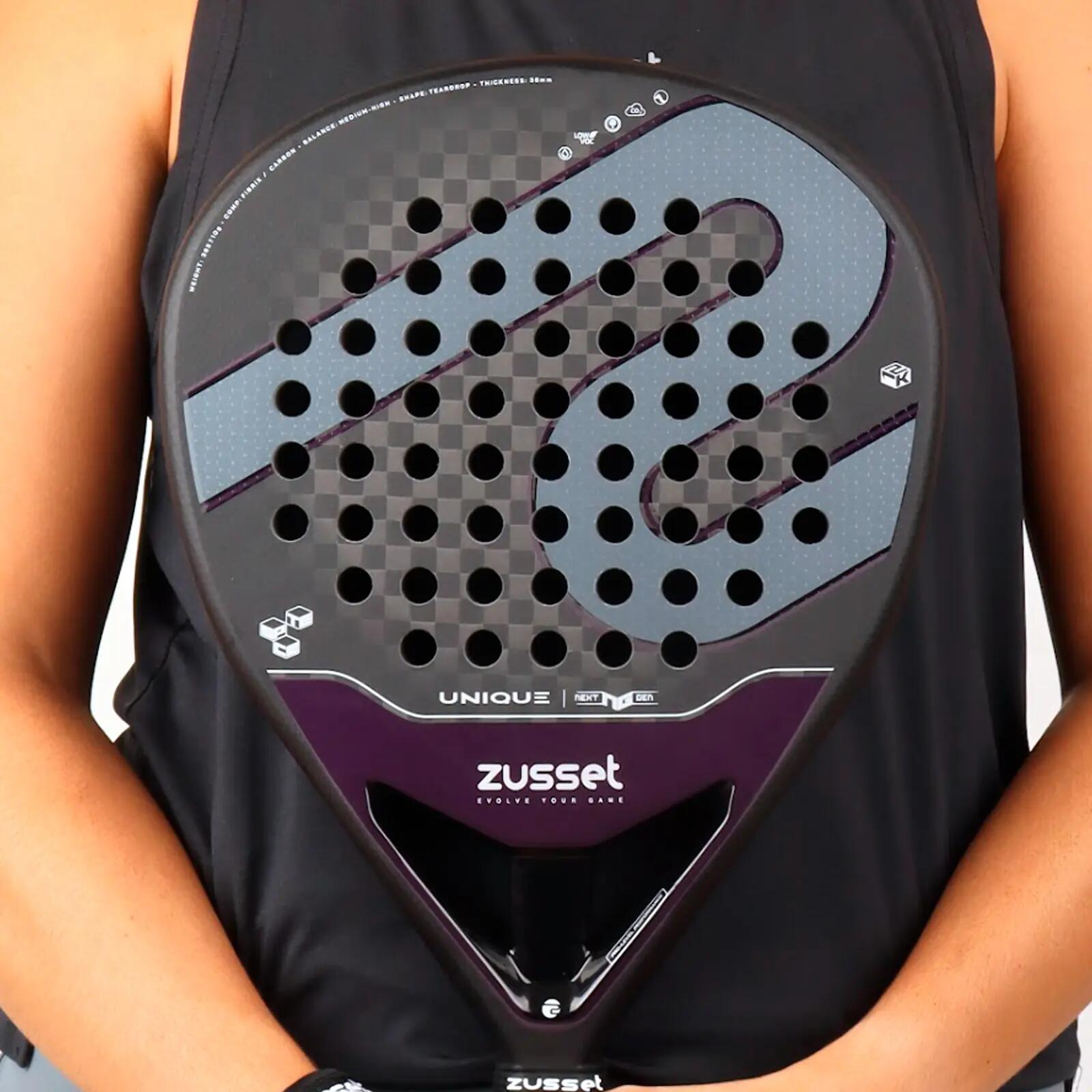 Raquete de padel UNIQUE 12K carbono, formato gota – equilíbrio médio-alto 12/15