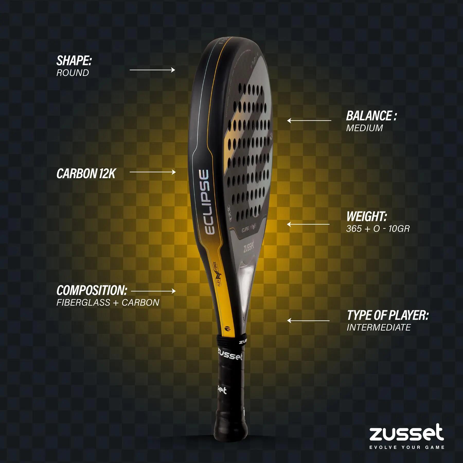 Raquete de padel ECLIPSE 12K carbono, formato redondo – controlo & conforto 10/15