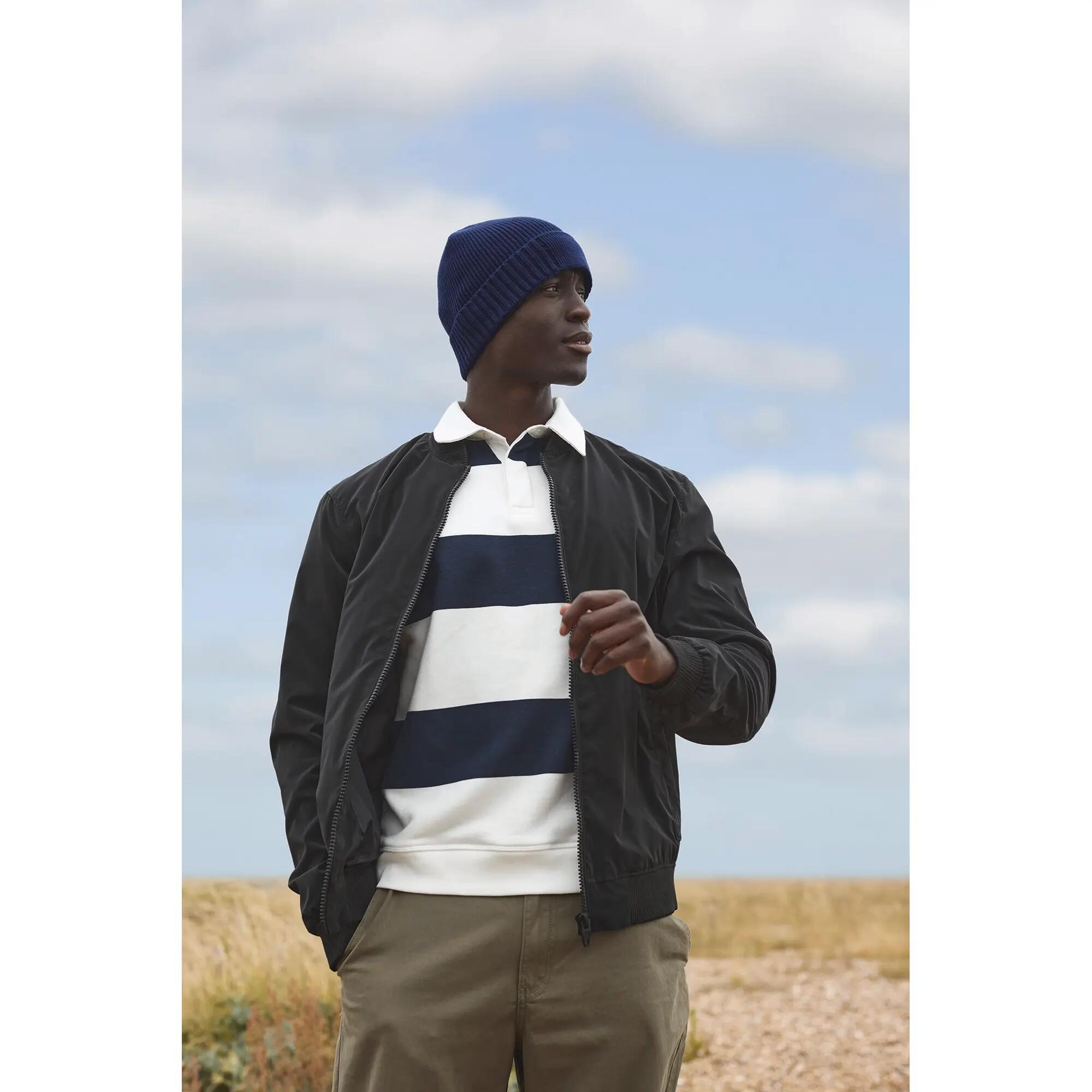 Bonnet en coton biologique avec patch technique  - Oxford Navy - One Size 2/3