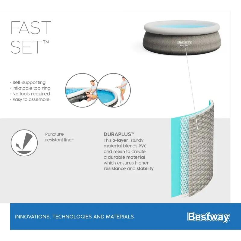 Piscina Hinchable Fast Set Bestway Ratán 457x107 cm con Depuradora Cartucho 2.00 6/7