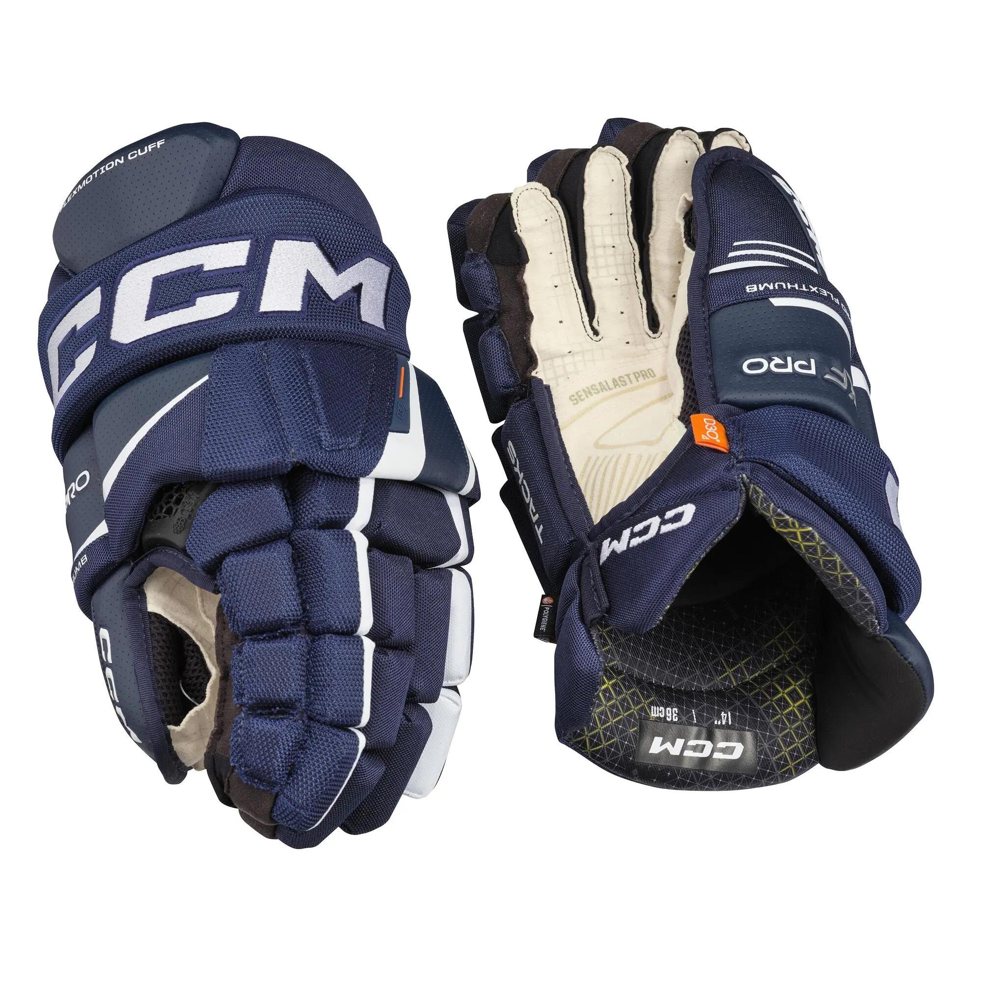 Guantes de hockey sobre hielo Tacks XF Pro para adultos, azul y blanco, 33 cm 3/6