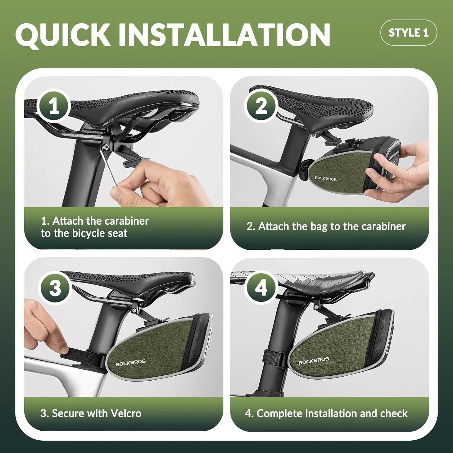 Reflektierende Fahrradsatteltasche 0,45L Installation mit Halterung 8/8