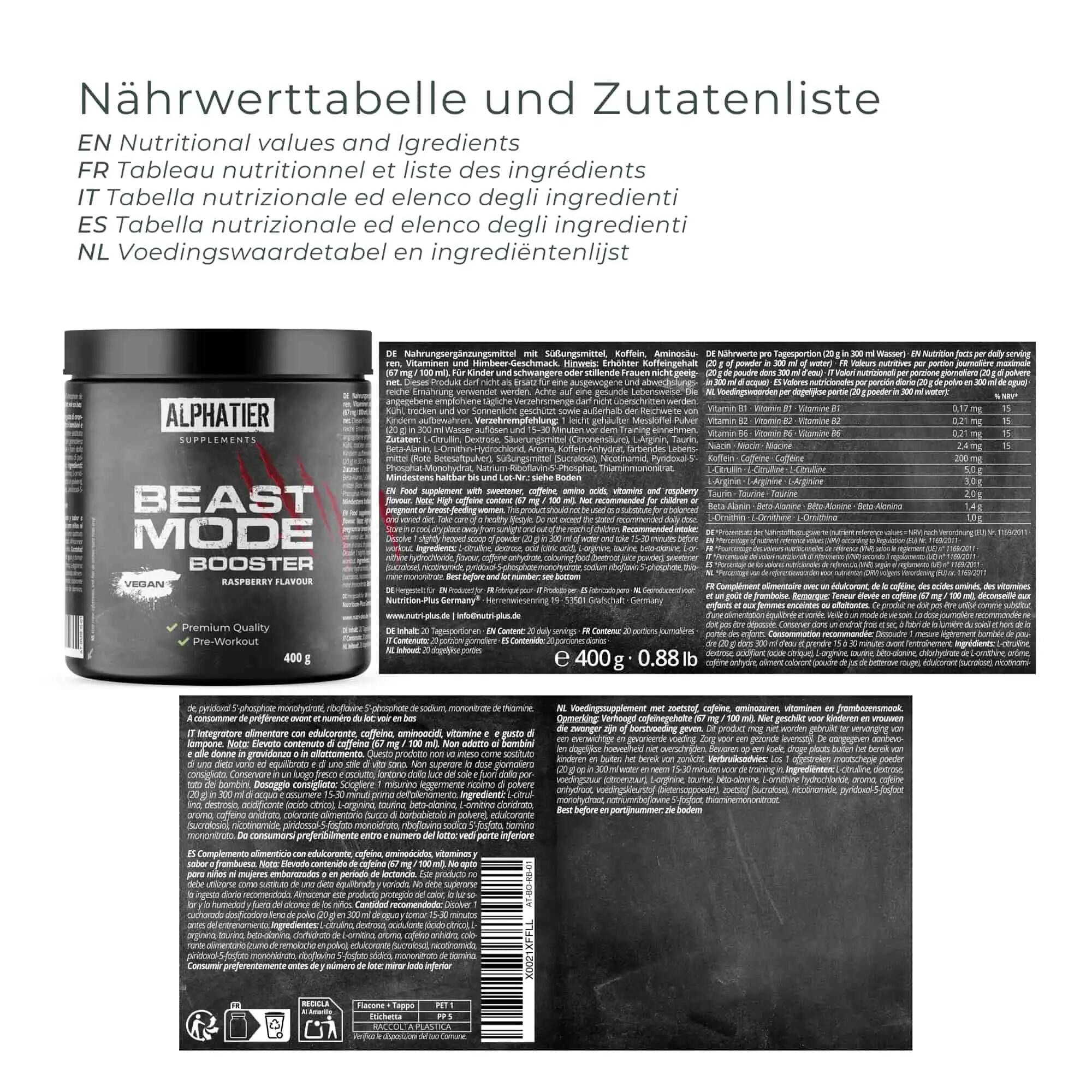 Alphatier Beastmode Booster 400g - Raspberry 2/5