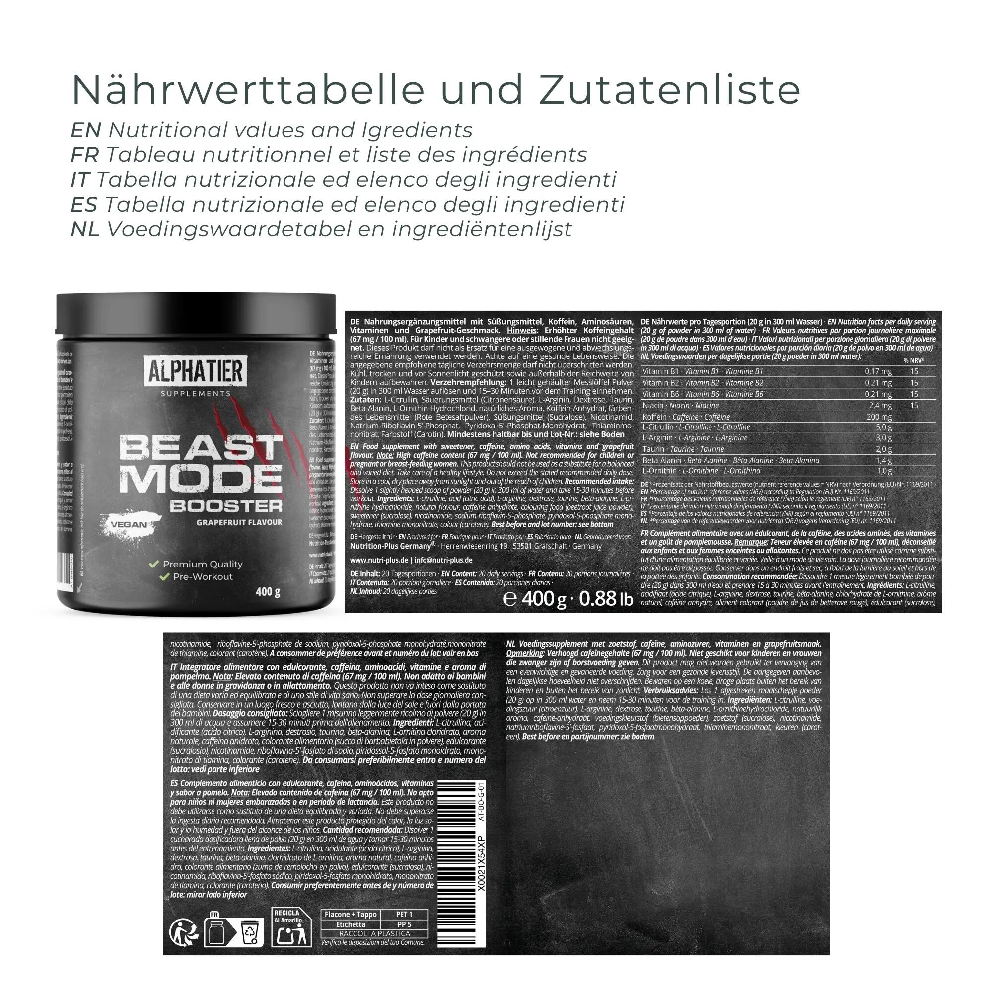 Alphatier Beastmode Booster 400g - Grapefruit 2/5
