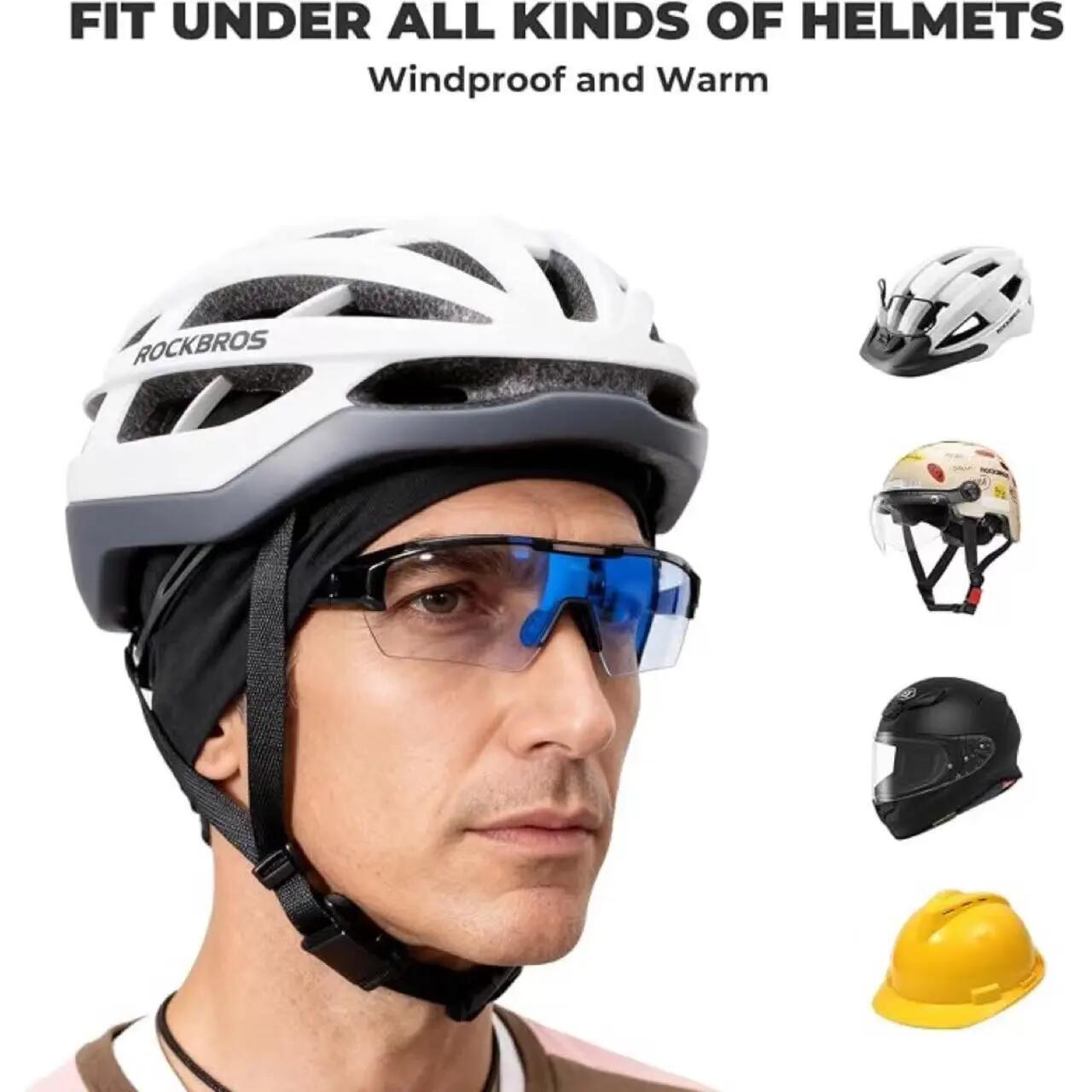 Fahrrad-Unterziehmütze winddicht warm mit Polarfleece 5/6