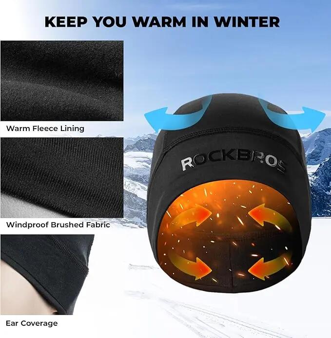 Fahrrad-Unterziehmütze winddicht warm mit Polarfleece 2/6