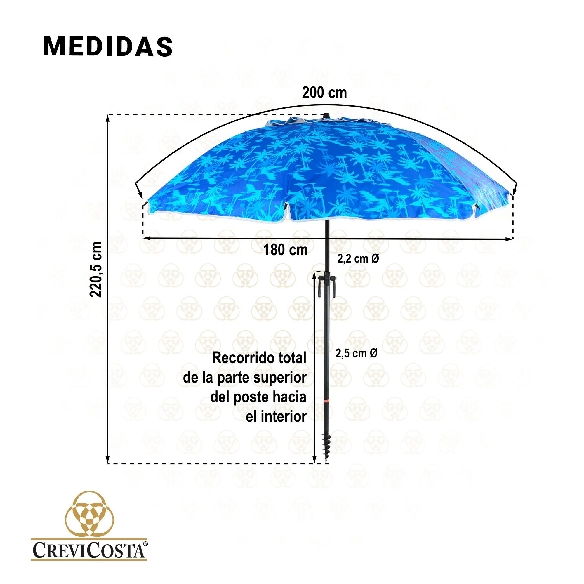 Sombrilla 200 cm NUEVO poste enroscador y colgador - CREVICOSTA Bahamas 4/6
