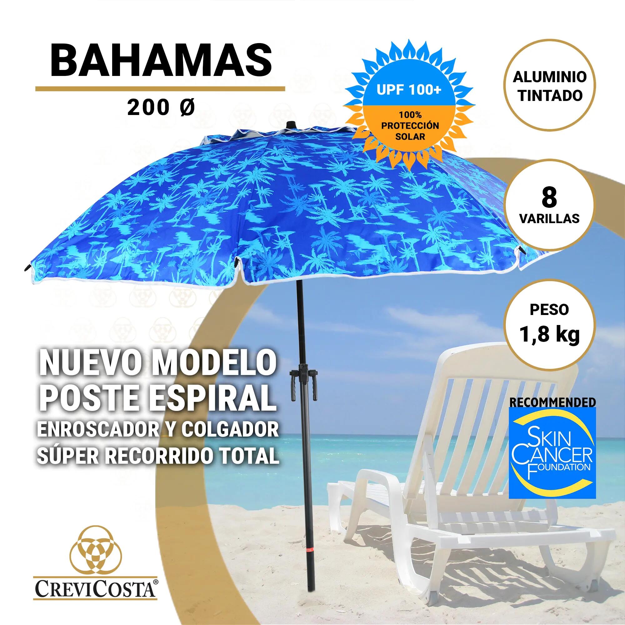 Sombrilla 200 cm NUEVO poste enroscador y colgador - CREVICOSTA Bahamas 2/6