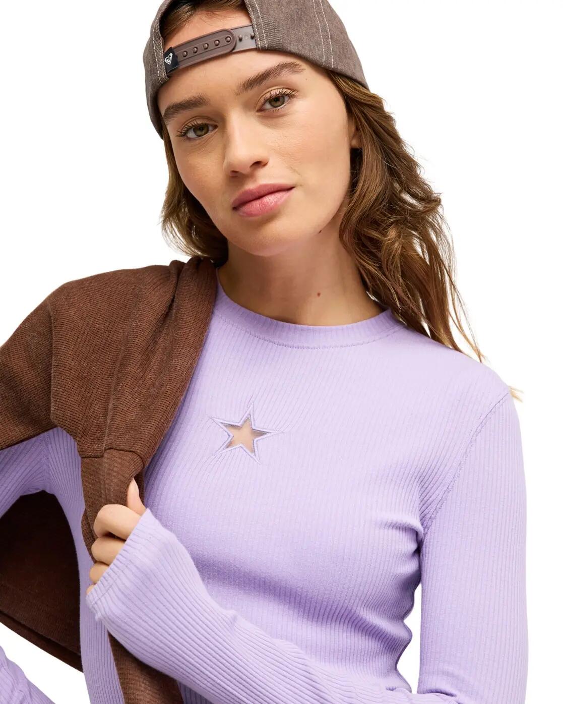 Camiseta de cuello redondo DONT CUT ME OFF STARS Morado Mujer 4/4