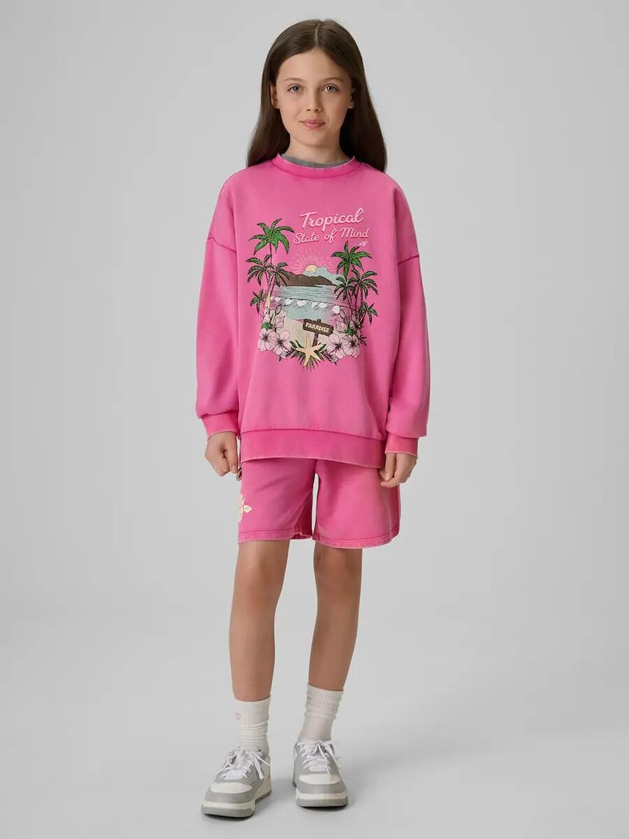 Bluza dresowa loose bez kaptura dziewczęca 4F 4FJRSS26TSWSF2970 3/7