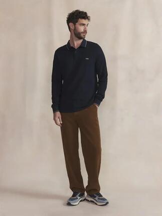 Polo manches longues Homme - NYLASPOL - Bleu marine