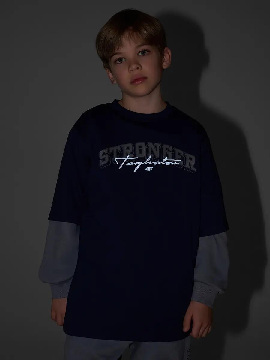 T-shirt bawełniany chłopięcy 4F 4FJRSS26TTSHM3465 6/7