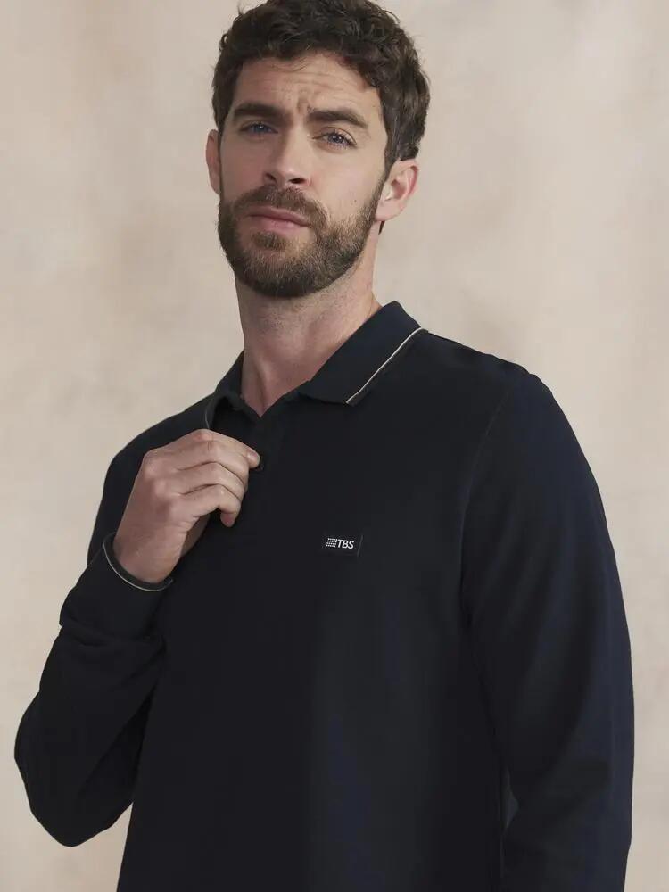 Polo manches longues - Sportswear Homme - Coupe standard - NYLASPOL Bleu marine 2/5