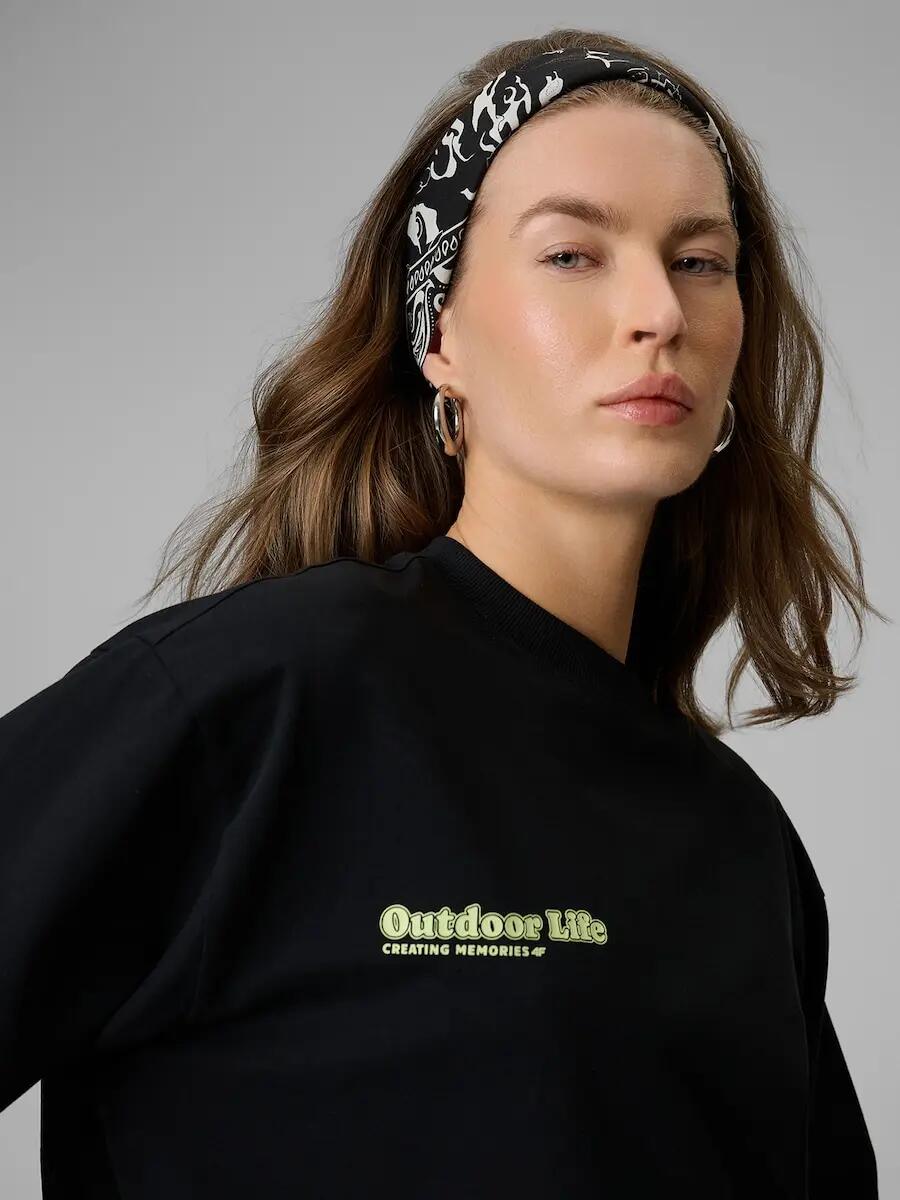 Longsleeve regular z nadrukiem damski 4F 4FRSS26TSWSF2834 4/7