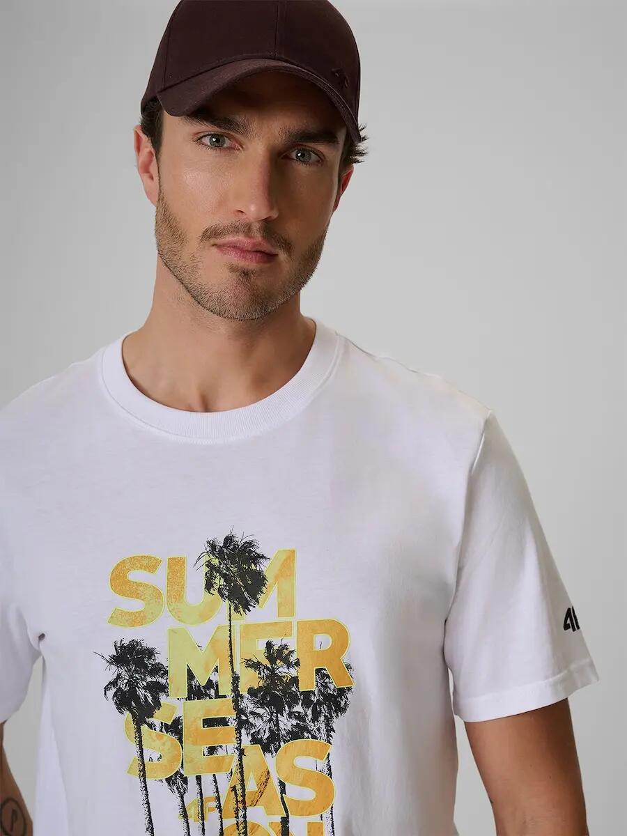 T-shirt regular z nadrukiem męski 4F 4FWSS26TTSHM2784 4/6