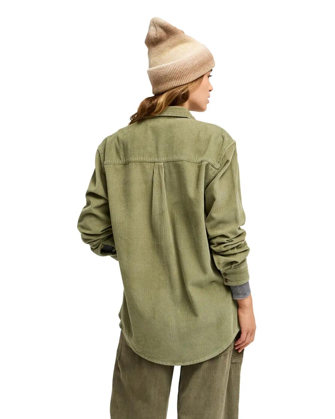 Chemise manches longues en velours côtelé LET IT GO CORD Vert Femme 2/4
