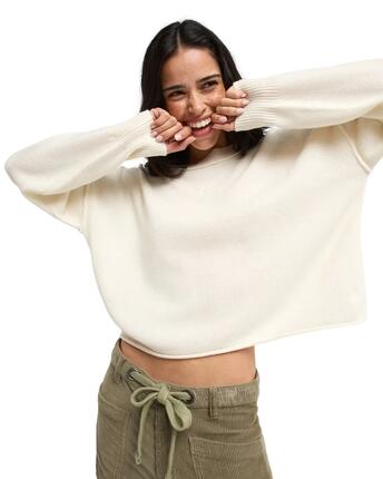 Pull à col rond SOMETHING CUTE Blanc Femme