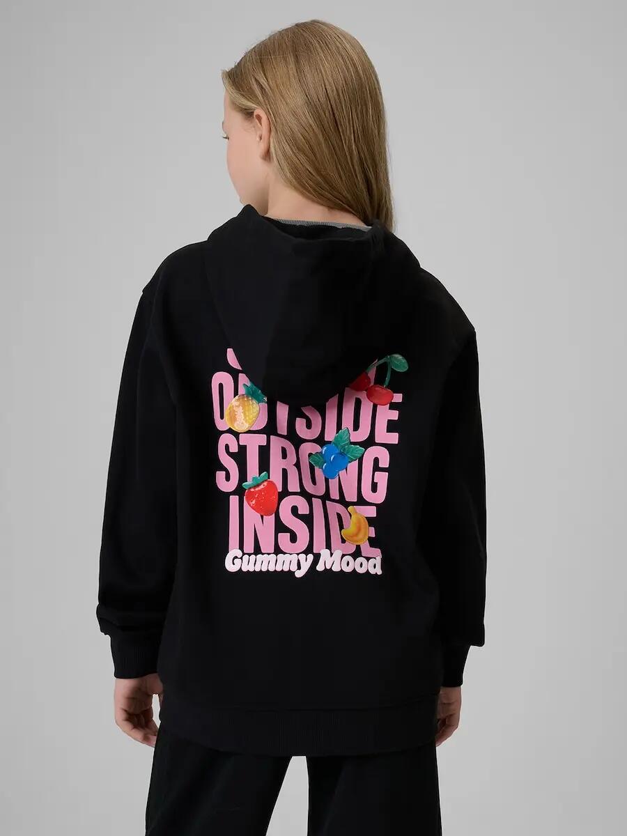 Bluza dresowa loose z kapturem dziewczęca 4F 4FJRSS26TSWSF2902 2/7